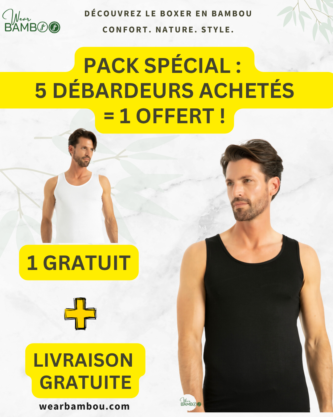 Offre Immanquable : 6 T-Débardeurs au prix de 5 ! Wearbamboo