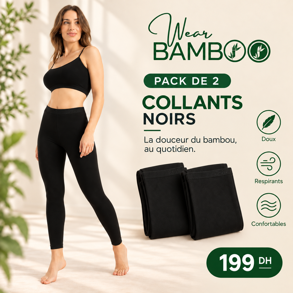 Lot de 2 collants femme en bambou